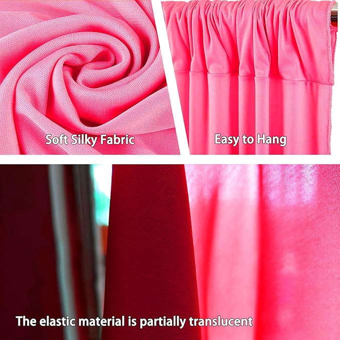 10 x 7 Feet Fluorescent Pink Backdrop Curtain for Partie, Background Curtains for Photoshoot, Birthday, Wedding, Halloween, Thanksgiving, Christmas Day, New Year Party Decorations 5Ft x 7Ft, 2 Panels