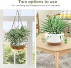 12/10/8 Inch Hanging Planter, Hanging Plastic Plant Self Watering Pot with Drainage Holes and Saucers, Hanging Baskets Flower Pots for Indoor Outdoor Garden Plants and Flowers,Set of 3-White