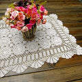 Cotton Handmade Crochet lace Table Runners Rectangular Tablecloth Doilies Doily Table Dresser Scarf Décor,19x31Inch,White