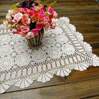 Cotton Handmade Crochet lace Table Runners Rectangular Tablecloth Doilies Doily Table Dresser Scarf Décor,19x27Inch,White