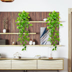 LOYWREE 2 Pack Small Artificial Hanging Plants with Faux Ivy Vine and Hanging Pothos 39Inch Fake Plant Realistic Greenery for Shelf Decor in Home, Office, Indoor & Outdoor Gardens