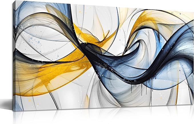Abstract Office Artwork Wall Decor - Blue Canvas Art Wall Decor for Living Room - Modern Wall Art for Bedroom Size 20" x 40"