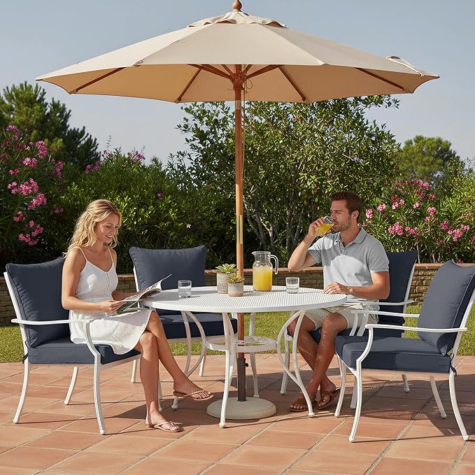 Summsun Waterproof Outdoor Cushions for Patio Furniture, Fade Resistant Backrest and Deep Seat Cushion Set with Removable Cover, 22 x 22 Inch, Dark Grey, Set of 4