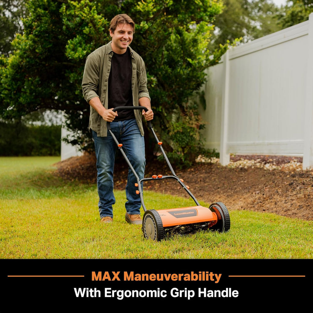 LawnMaster LMRM1401 Push Reel Lawn Mower 14-Inch 5-Blade