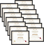 WIFTREY 14 Pack 8.5x11 Certificate Picture Frames, Multi 8.5 by 11 Photo Frame for Award Document Diploma Frame, Wall Hanging or Tabletop Display, Black