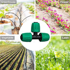JAYEE 1/2 Inch Drip Irrigation Fittings, 12 Pcs Lock Barbed Tee for 1/2 In Vinyl Tubing, Drip Line Parts 3-Way Tees Irrigation Connectors for Drip Sprinkler Garden Lawn Watering Systems, Green