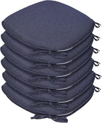 SleepMan Outdoor 17"x16" Chair Cushions with Ties Set of 6, Water Resistant All Weather U-Shape Seat Pads for Patio Garden Furniture Indoor Fade Resistant Patio Cushions (Blue Grey)