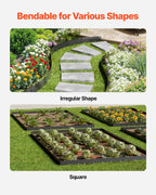 VEVOR Steel Landscape Edging, 5 Packs 39 x 4 in Rust-Resistant Metal Landscape Edging, Bendable Garden Edging Border, Heavy Duty Lawn Edging, Easy-to-Install, Flower Bed Yard Pathway Divider Black