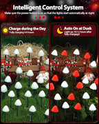 OZS 2PK 32LED 55FT Red and White Christmas Decorations Mushroom Solar Lights, Christmas Lights Outdoor with 8 Lighting Modes, Solar String Lights Waterproof for Outside Yard Party
