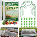 Garden Mesh Netting Kit, 2 Pack 10x30FT White Ultra Fine Netting & 8FT Fiberglass Garden Hoops, Garden Netting with Frame for Raised Beds, Garden Hoops and Netting for Row Cover, Plant Insect Barrier