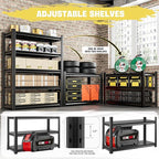 5-Tier Heavy Duty Garage Shelving Unit – 3000 lbs Adjustable Metal Storage Rack, Tool-Free Assembly, Rustproof Steel Organizer for Basement, Pantry, Warehouse, 71" H x45 W x 17.7" D