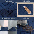 Walensee Indoor Doormat, Front Door Mat for Entrance (20"x32"Navy Blue) Machine Washable Entryway Rug, Non Slip Trapper Door Rugs Absorbent Dirt Low Profile Shoes Scraper Inside Floor Mats