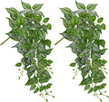 DILATATA Fake Hanging Plants Artificial Hanging Plants 26" Faux Pothos Leaves Plant for Wall Shelf Home Indoor Outdoor Decor - 2 Pack