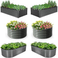 A ANLEOLIFE 6-Pack 4X4 & 6X3 & 6X2 Deep Root Galvanized Raised Garden Beds Outdoor for Planting Vegetables Flowers Herb,Quartz Grey