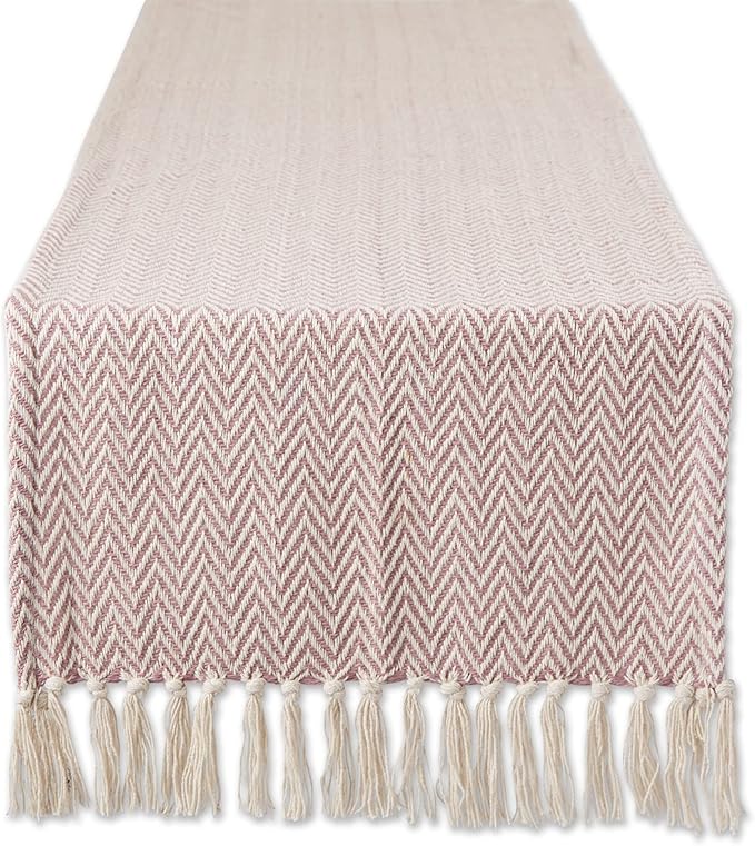 DII Woven Basic Tabletop Collection Chevron Table Runner, 15x72, Pale Mauve