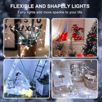 Aogist 12 Pack Fairy Lights 3 Modes 7ft 20 LED Waterproof,Battery Operated Silver Wire Firefly Starry Moon Mini String Lights for Mason Jars Christmas DIY Crafts Wedding Party Bedroom,White