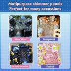 Qcity Silver Shimmer Wall Backdrop 24PCS, Black Back Not See-Through Design, Square Sequin Glitter Backdrop Panel, Perfect for Outdoor Events, Birthdays, Wedding and Party Decoration