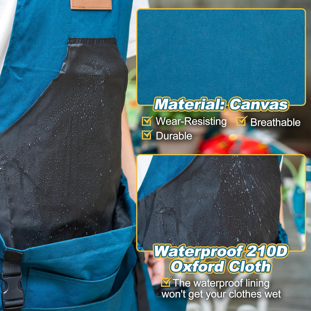 Berry&Bird Harvest Apron, Canvas Gardening Apron with Pockets and Harvesting Pouch Waterproof Harvesting Apron