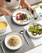 Sweejar Porcelain Dinnerware Sets for 4, 16 Pieces Ceramic Plates and Bowls Set, Classic Modern Simple Kitchen Dinner Dining Ware Set, Dishwasher and Microwave Safe Dishes Sets with Cups(Pure White)