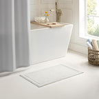 Arkwright 100% Cotton Bathroom Rug - High Absorbent Stylish Textured Woven Design Bath Mat, Slip Resistant Backing for Shower and Bathtub Floor, 24x36 in - Grey