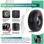 12'' Flat Free Tires Rubber Replacement Solid Tire and Wheel Assemblies for Hand Trucks Garden Cart Wheelbarrow - 3.5”Wide Polyurethane Tires 2.1 Hub with 5/8 Inch Axle Borehole (410/350-6)