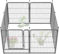 FXW Garden Fence Outdoor for The Yard – 32in(H) x 18.2ft(L) Heavy Duty Metal Animal Barrier for Dog and Rabbit, Decorative Dog Fence, 8 Panels, Silver