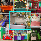IVAPUPU 4FT Spring Table Cloth for Rectangular Fitted Events Stretch Black Table Covers Washable Cover Spandex Tablecloth Protector for Party, Wedding, Cocktail, Banquet, Festival