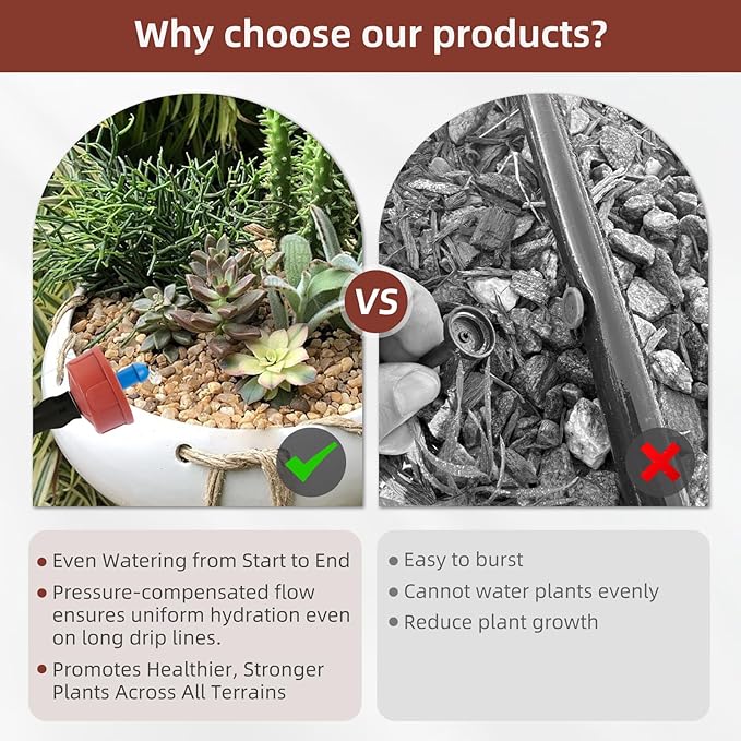 30PCS 0.5 GPH Pressure Compensating Drip Irrigation Spot Watering Drippers/Emitters, Self-Cleaning Constant Flow Drip Irrigation Emitters Heads Irrigation Drippers Parts for Drip Irrigation System