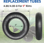GIGOOL 4.80/4.00-8" Replacement Tire and Inner Tube Set, 2 Pack, 15" Heavy Duty Tire and Wheel, TR-13 Straight Valve Stem, for Wheelbarrow Trolley Dolly Garden Wagon Wheel Replacemen