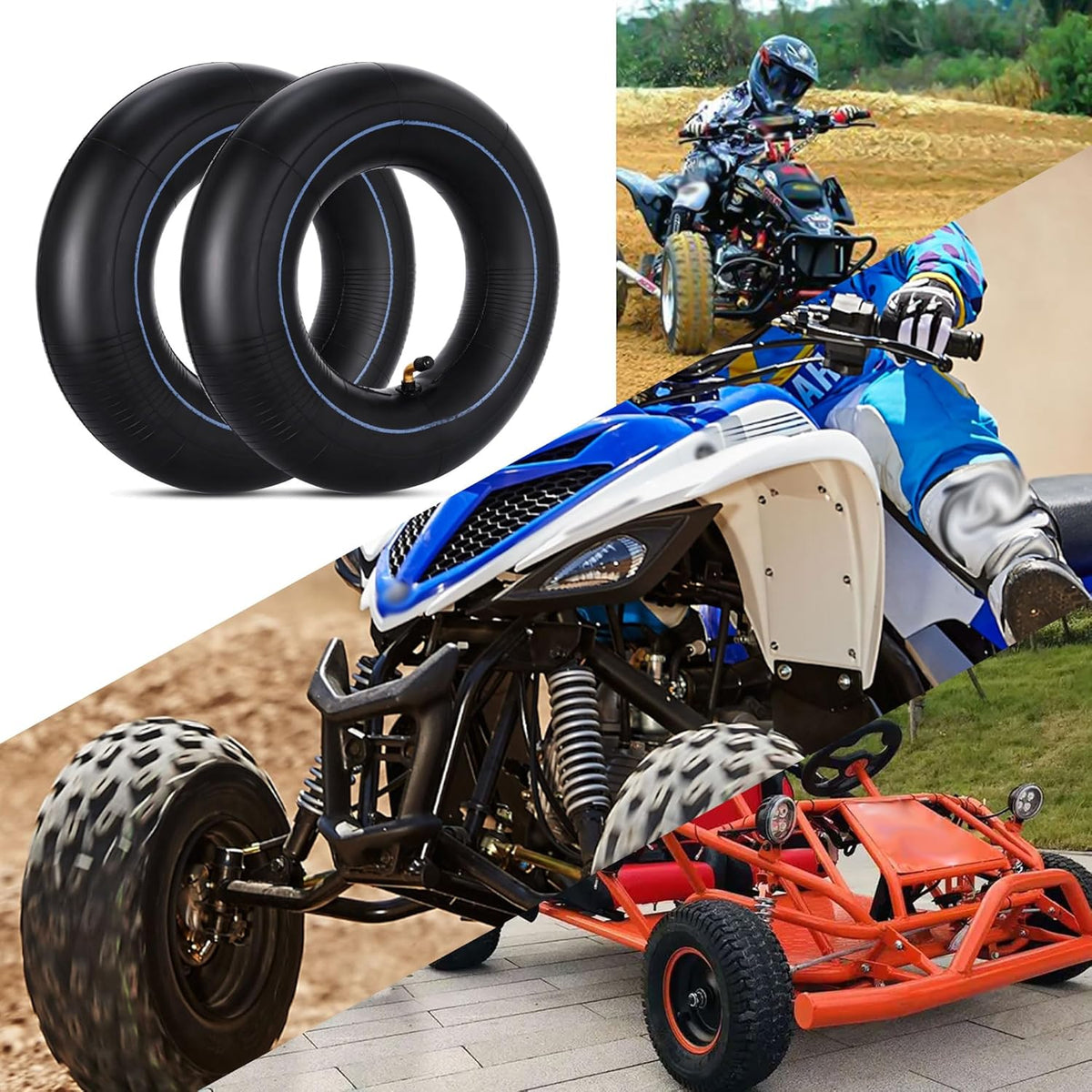 RUTU 4.00-6 Tube 4.10/3.50-6 Heavy Duty Inner Tube with TR87 Bent Valve Stem Replacement for Go Kart Wheelbarrow ATV Lawn Mower Hand Truck Snow Blowers Gorilla Cart 2 Pack