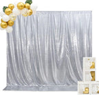SquarePie Sequin Backdrop Curtain Not See Through Background for Wedding Party 20FT x 10FT Silver