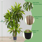 Artificial Dracaena Tree, 6ft Tall Fake Dracaena Plant with Basket, Indoor Outdoor Faux Topiary Yucca Trees for Office Home Living Room Porch Patio Décor