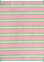 Lahome Striped Outdoor Plastic Straw Rug, Reversible Outdoor Rug Waterproof 9x12 Rugs for Patio, RV Camping Rug Picnic Mat Outside Large Carpet for Beach Deck Backyard Balcony(Pink/Green,9'x 12')
