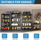 31.5" H Metal Storage Shelving, 1500LBS Heavy Duty Shelves Unit, Adjustable 3 Tier Storage Rack, Industrial Utility Shelf for Garage, Warehouse, Bedroom, Kitchen,18" D×34“W×31.5”H, Black