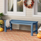 Outdoor Bench Set of 2, 2-Person Patio Backless Benches, HIPS Weatherproof Garden Bench that Never Rot and Fade, Suit for Backyard, Church, Patio, Deck and Entryway (Blue)