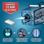 Flowtron Electric Bug Zapper 1/2 Acre Outdoor Insect Control with Dual Lure Method, 15W UV Light & Octenol Attractant for Fly & Mosquito, 5600V Kill Grid, Made in USA, UL Certified - Blue Color