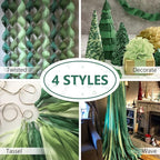 PartyWoo Dark Green Crepe Paper Streamers 4pcs 328ft Pack of Sage Emerald Forest Hunter Green Crepe Paper Streamers for Birthday Baby Shower Woodland Dinosaur Jungle Football Theme Party Decorations