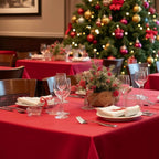 sancua Christmas Red Square Tablecloths 54x54 Inch, 2 Pack - Fabric Table Cloth for Square or Round Tables, Washable Polyester Table Cover for Dinner, Holiday Party, Decorative Display Tables