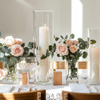 3 PCS Modern Square Glass Cylinder Vases Set (6/8/10 Inch) – Elegant Bud Vases, Floating Candle Holders & Wedding Centerpiece Displays for Home Decor, Holidays, Housewarming Gifts