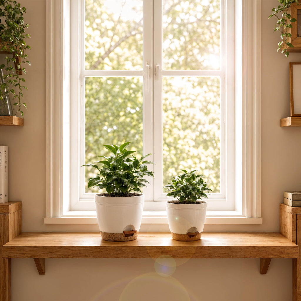 Utopia Home Self Watering Pots for Indoor Plants 6.8"/6.4"/5.9"/5.5"/4.9" Set of 5, Planters for Indoor Plants, Small Multi-Size Flowerpot, Plant Pots with Drainage & Reservoir (White)