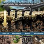 Dual Function Hoe Garden Tool - 36-82” Extra Long Handle Lightweight Stirrup Hula Hoe for Easy Weeding, Carbon Steel Sharp Blade & 4 Tine Rake for Gardening