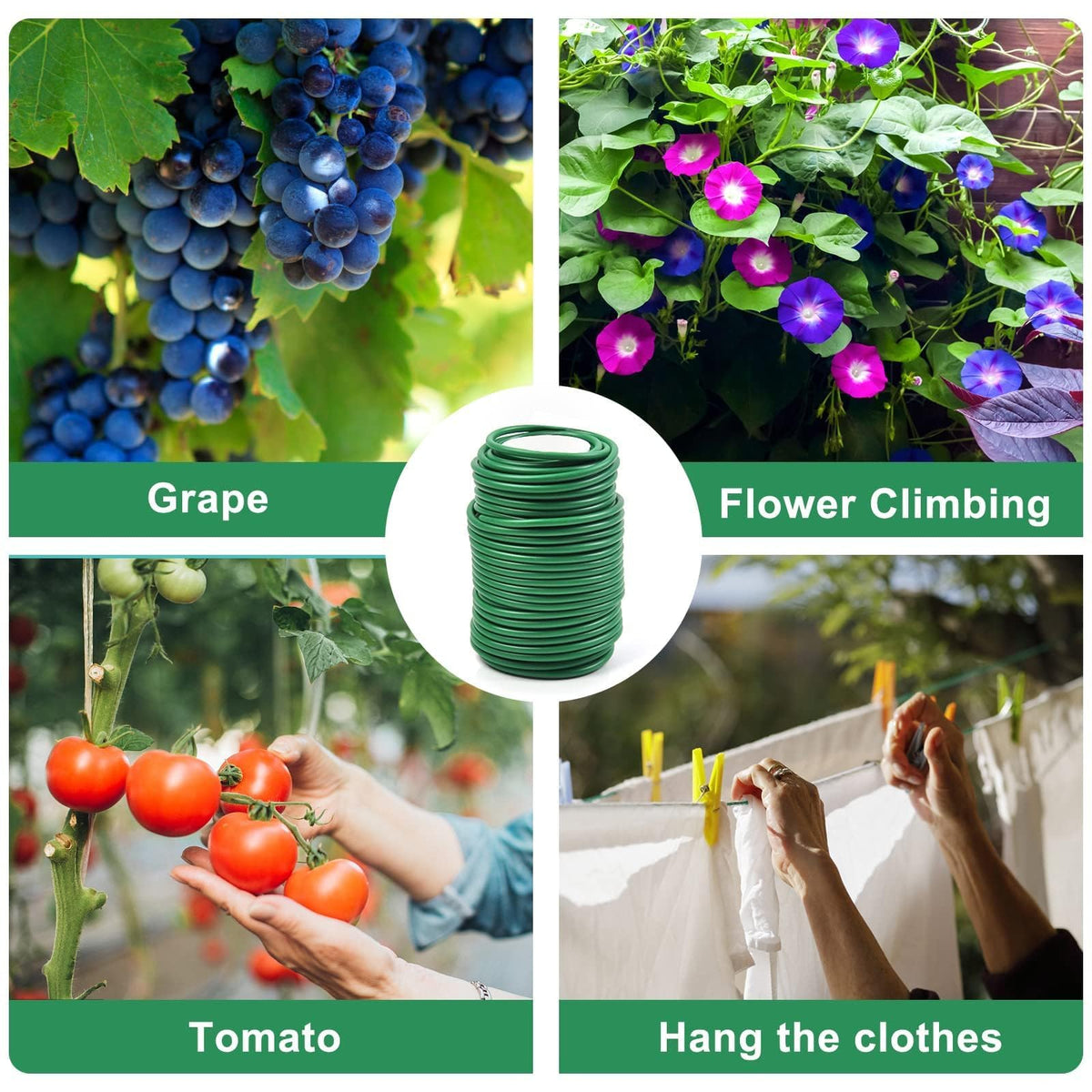 Decoroca Soft Plant Ties for Support - 65.6' Reusable Waterproof Plant Wire, 3.5mm Garden Twist, for Indoor & Outdoor Plants and Home Organizing（1pc/Green）