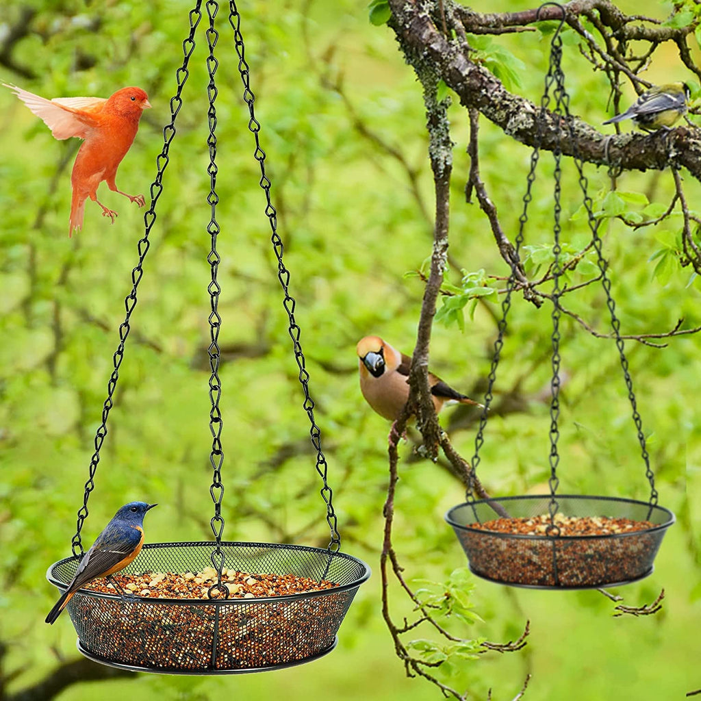 Bird Feeder, Hanging Bird Feeders for Outdoors Metal Mesh Birdfeeder Tray