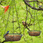 Bird Feeder, Hanging Bird Feeders for Outdoors Metal Mesh Birdfeeder Tray