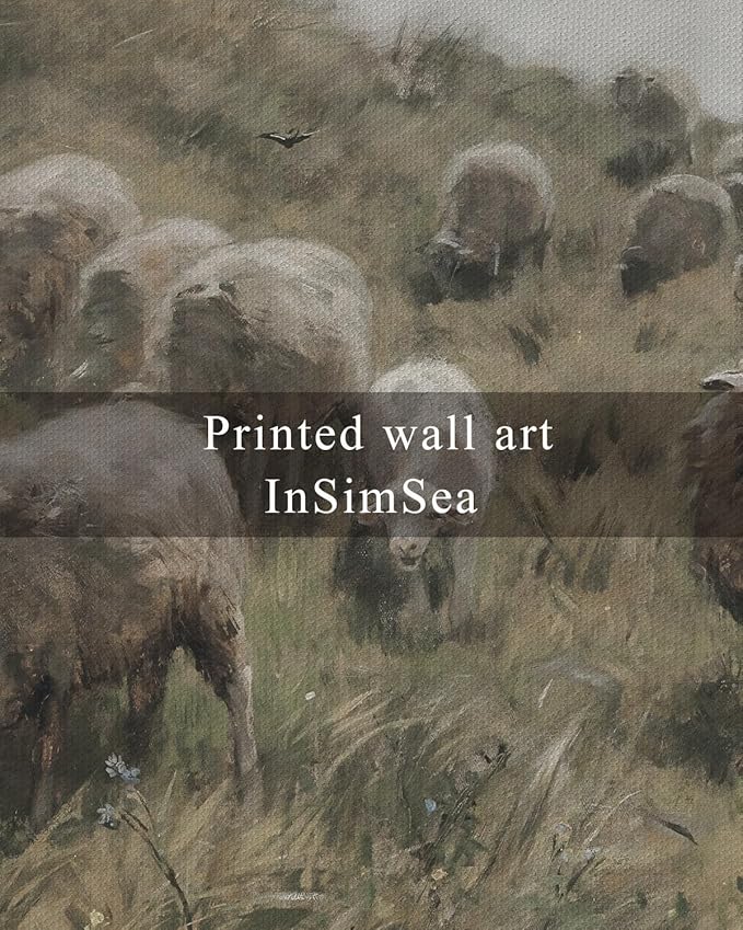 InSimSea Framed Canvas Wall Art Vintage Decor, Sheep on the Dunes Wall Pictures Farmhouse Wall Art, Large Hanging Wall Art Living Room Decor, Bathroom Bedroom Office Decor, 20"x30"