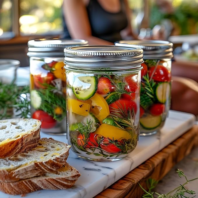 ComSaf Wide Mouth Mason Jars 16oz - 8 Pack, Pint Mason Jars with Lids and Seal Bands, Glass Canning Jars for Pickling, Jam, Jelly, Honey, Salad, Desert, Shower Wedding Favors, DIY Candles Decor