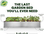 Plant & Plot Galvanized Raised Garden Beds Outdoor // 8×4×1 ft (2-Pack) Planter Raised Beds for Gardening, Vegetables, Flowers // Large Metal Garden Box (Silver) // Patented Tool-Free Design
