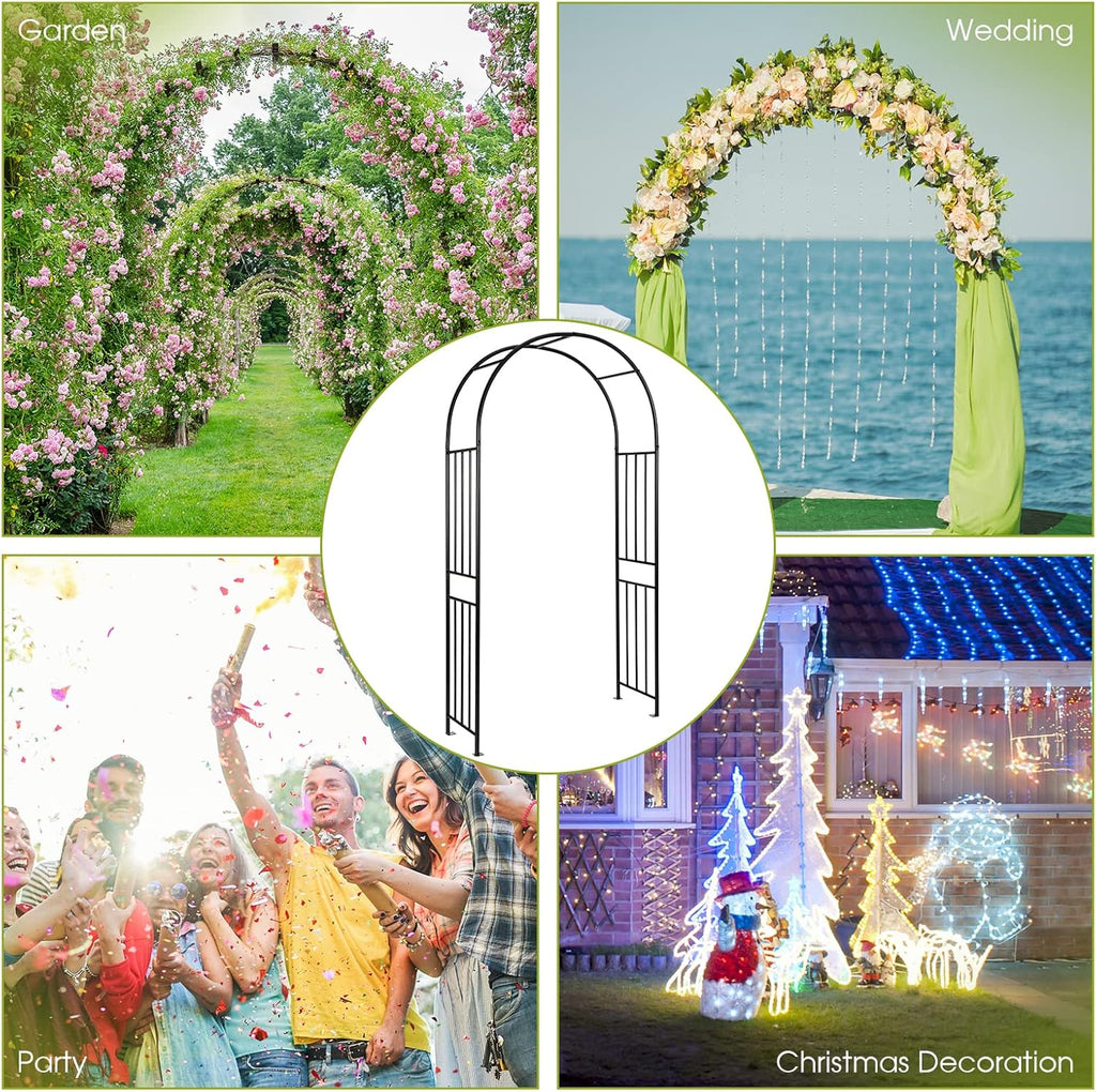 S AFSTAR Metal Garden Arch, 7.2ft/86 Outdoor Arbor for Various Climbing Plant Flower, Arch Trellis for Wedding Garden Bridal Party Festival Decoration, Easy-to-Assemble