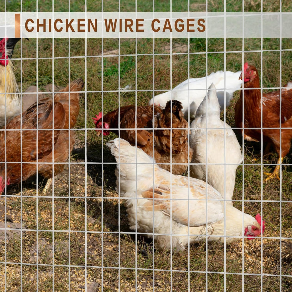 Tongmo 3 ft x 100 ft Galvanized Welded Wire Fence, 16GA Garden Chicken Wire Fence Roll, Mesh Size 2" x 4"Hardware Cloth, Ideal for Yard Protection and Poultry Netting
