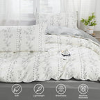 SAPHREAS Grey Floral Pattern Duvet Cover Set Twin Size 2pcs Bedding Comforter Cover Set 100% Cotton 1 Duvet Cover 68"x90" 1 Pillow Sham, Comforter Not Included